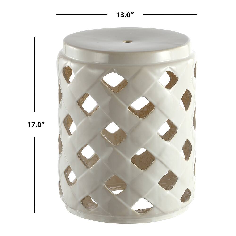 SAFAVIEH Rowena Lattice Ceramic Decorative Garden Stool