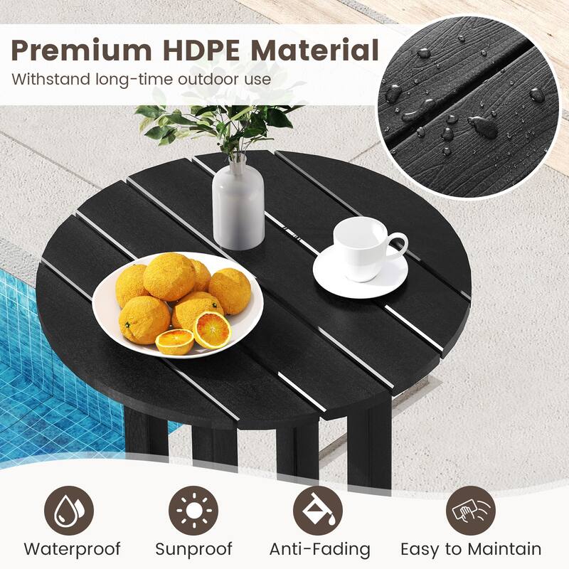 Gymax 3PCS Outdoor HDPE Bar Table & Chair Set for 2 w/ Footrests for