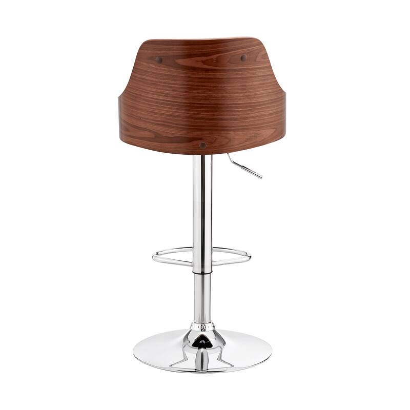 Asher Adjustable Faux Leather and Metal Bar Stool