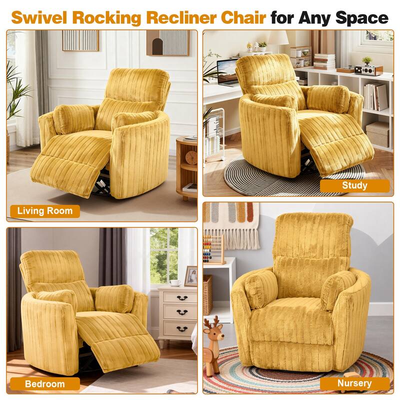Rossetta Swivel Rocking Glider Power Recliner Chair with 24" Wide Seat & Type-C & USB Ports