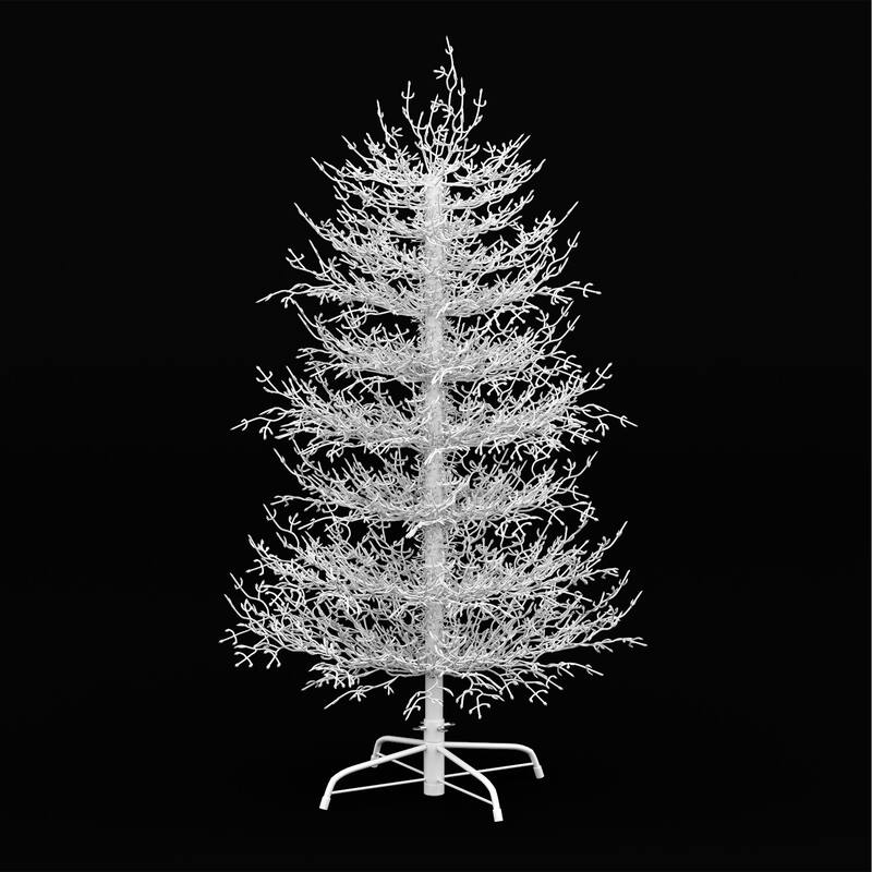 4 FT Aspen Fir Artificial Christmas Tree with Snow Flocked Branch Tips and LED Lights, Holiday Coral Christmas Tree