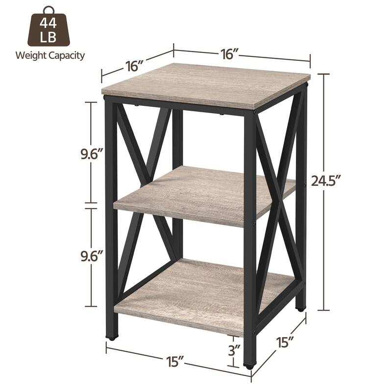Yaheetech 3 Tier Sofa Side End Table with Shelf, X Shape SideTable