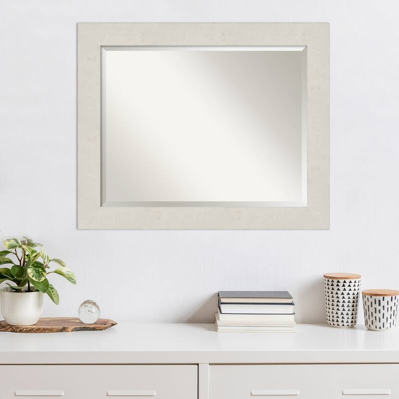 Beveled Wall Mirror - Rustic Plank Espresso Frame