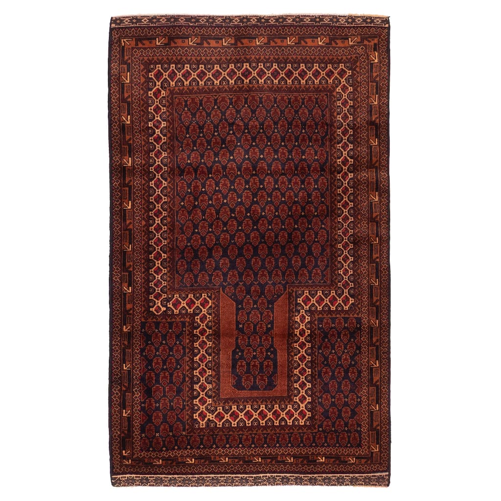 ECARPETGALLERY Hand-knotted Teimani Dark Navy Wool Rug - 3'2 x 5'3