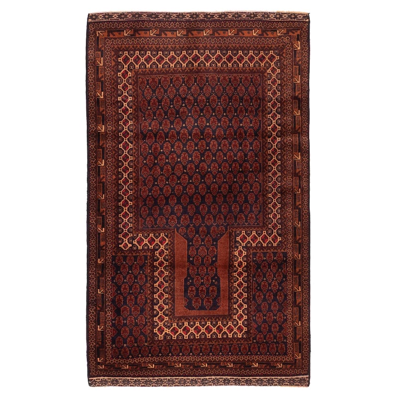 ECARPETGALLERY Hand-knotted Teimani Dark Navy Wool Rug - 3'2 x 5'3