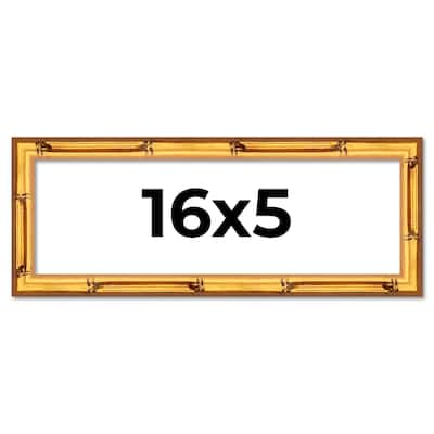 16x5 Frame Gold Bamboo Picture Frame Modern Photo Frame Includes UV Acrylic Shatter Guard Front Acid Free Foam Backing Board