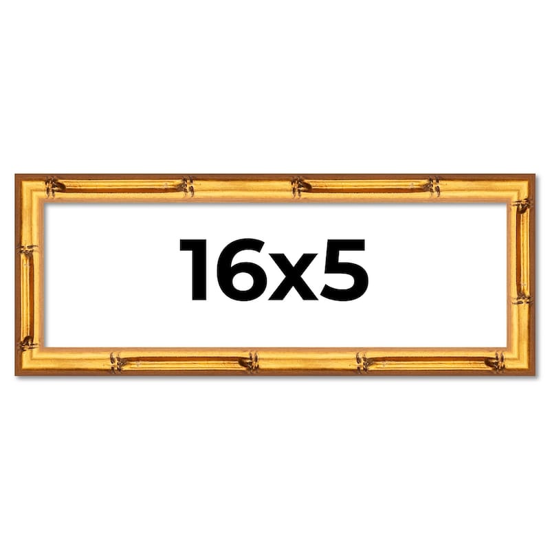 16x5 Frame Gold Bamboo Solid Wood Picture Frame | 1 Inch Moulding