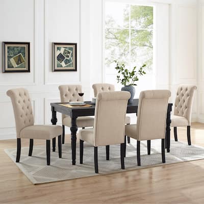 Roundhill Furniture Leviton 7-pc. Dark-wash Wood Dining Set w/ Turned Legs