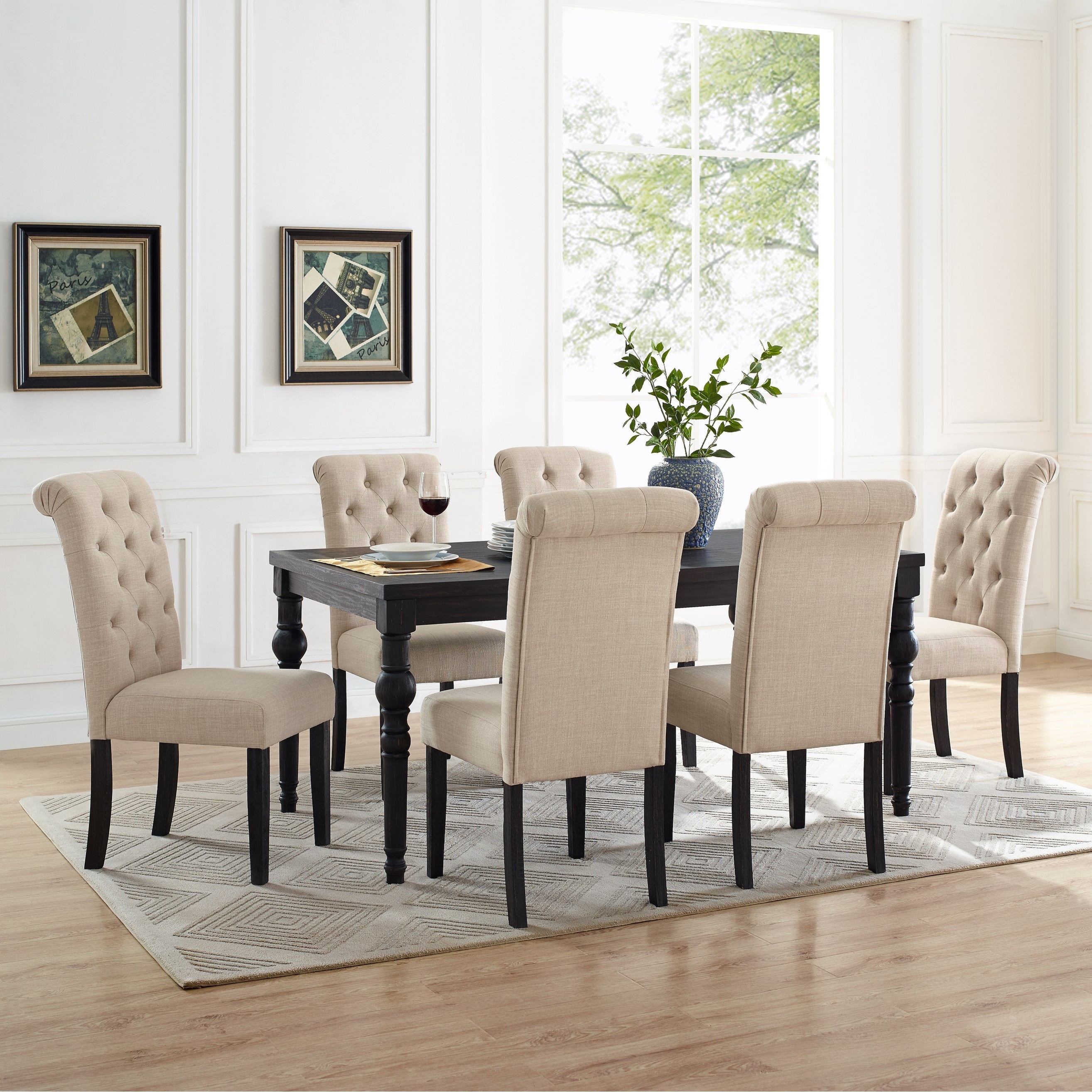 Dining room sets with deals tufted chairs