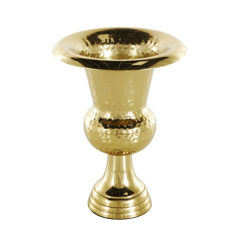 Aluminum Metal Goblet Inspired Hammered Decorative Vase - Gold or Silver - Roche River Decor - Gold