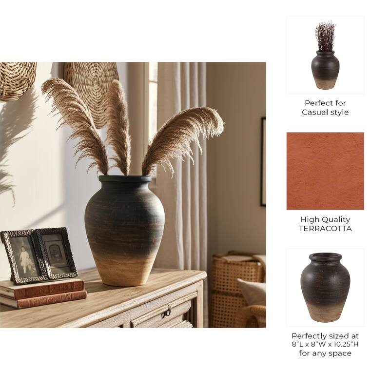 Decorative Round Pottery Vase for Home Decor