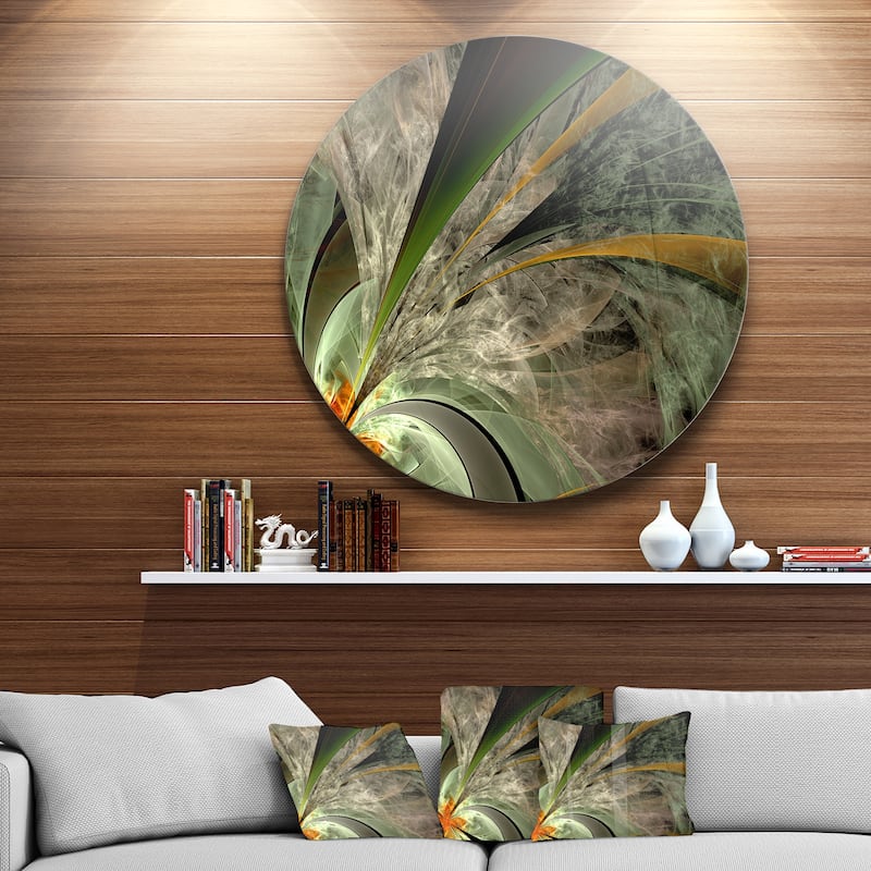 Designart 'Symmetrical Fractal Flower in Green' Modern Floral Circle Wall Art