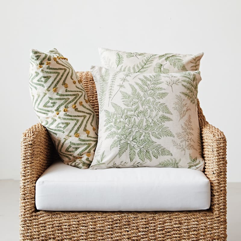 Cotton Blend Pillows with Botanical Print
