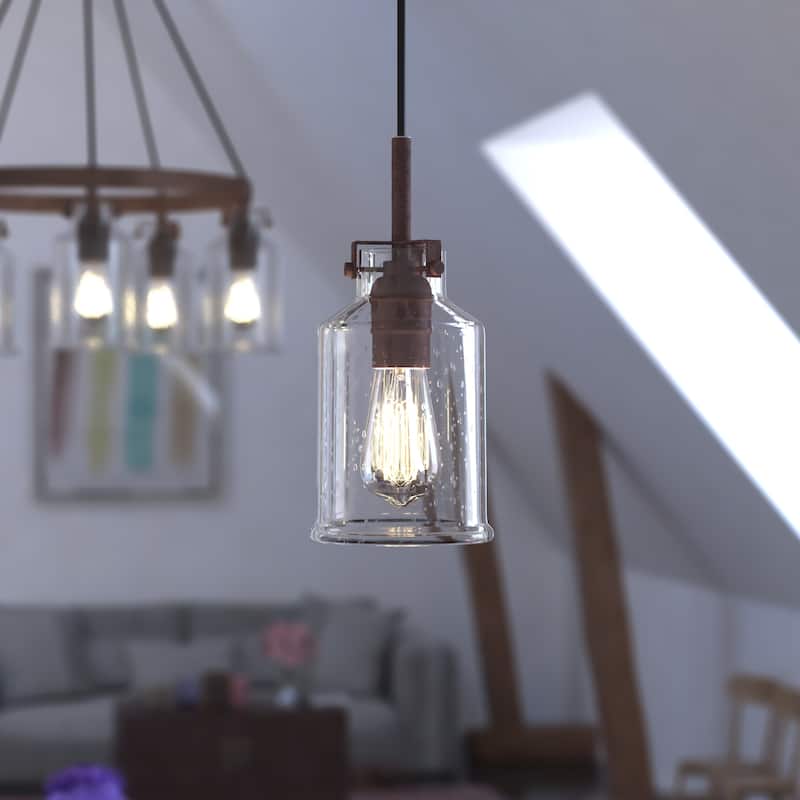 Carbon Loft Visage Mini Pendant in Textured Rustic Bronze - 5-in W x 12-in H x 5-in D - Textured Rustic Bronze - 5-in W x 12-in H x 5-in D