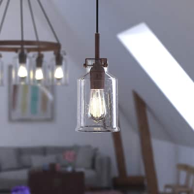 Carbon Loft Visage Mini Pendant in Textured Rustic Bronze - 5-in W x 12-in H x 5-in D