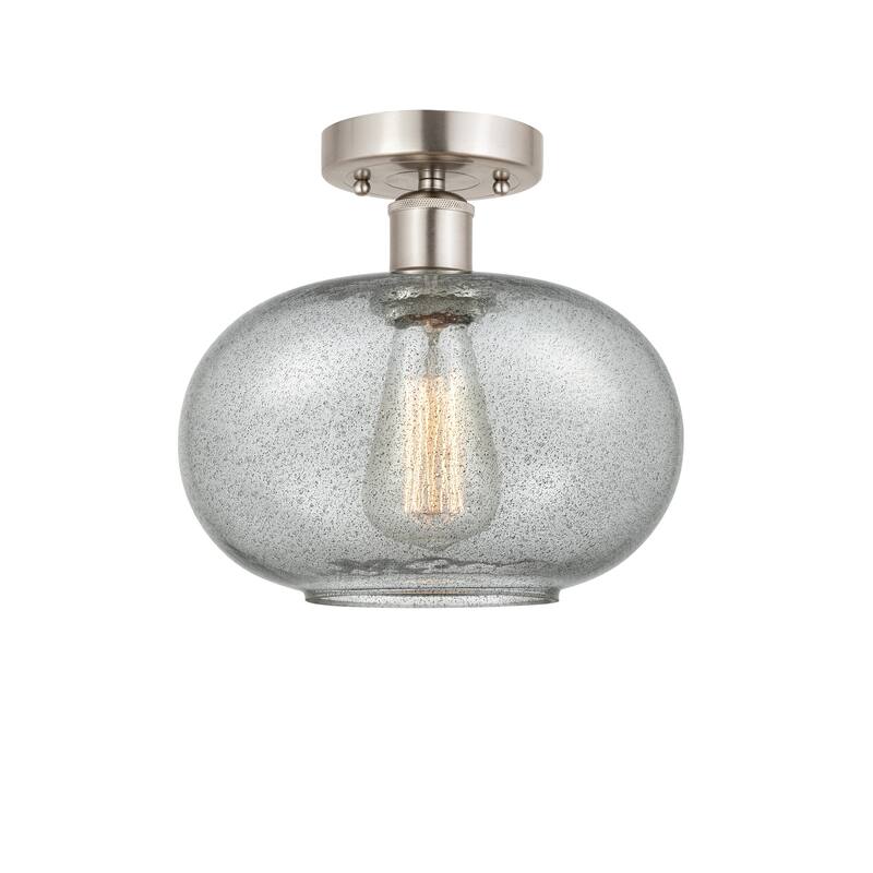 Innovations Lighting Edison Gorham - 1 Light 10" Semi-Flush Mount - Charcoal/Brushed Satin Nickel