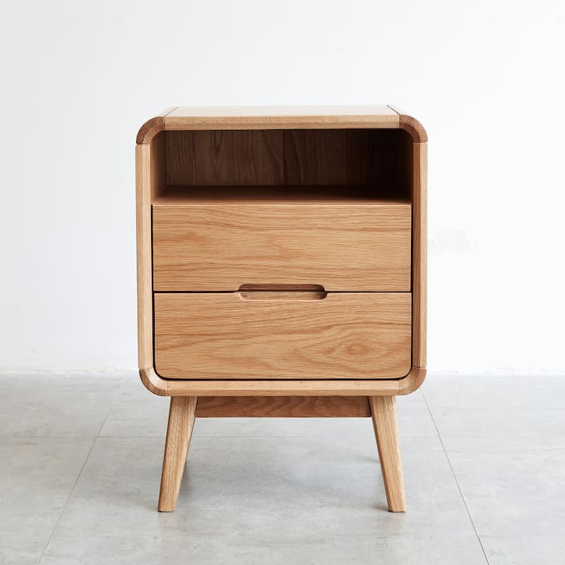 Wood Bedside Cabinet Side Table with Drawers, Natural File Cabinet Lamp Table Corner Table Dressing Table