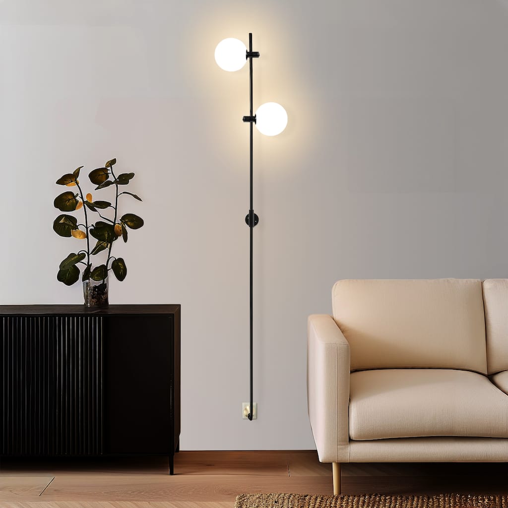 Brightech Equinox 2-Light Classic Black LED Wall Sconce with 2 Adjustable Heads