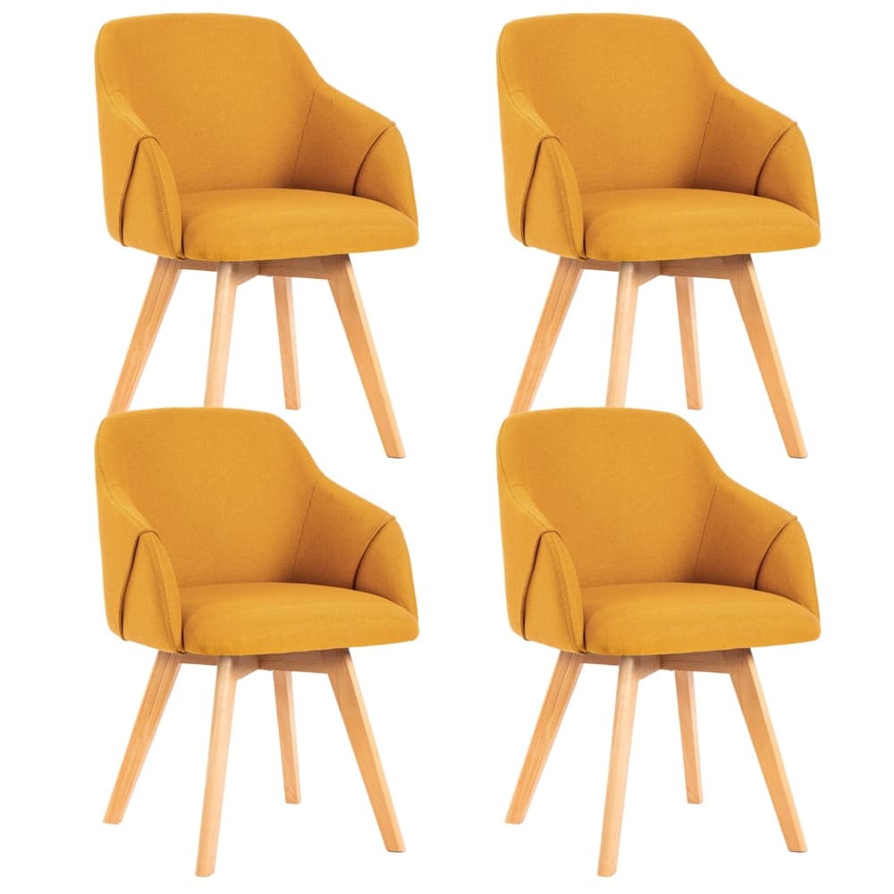 Upholstered Swivel Dining Chairs Set of 2 with Solid Wood Legs - 33.1" H x 21.5" W x 22.5" D