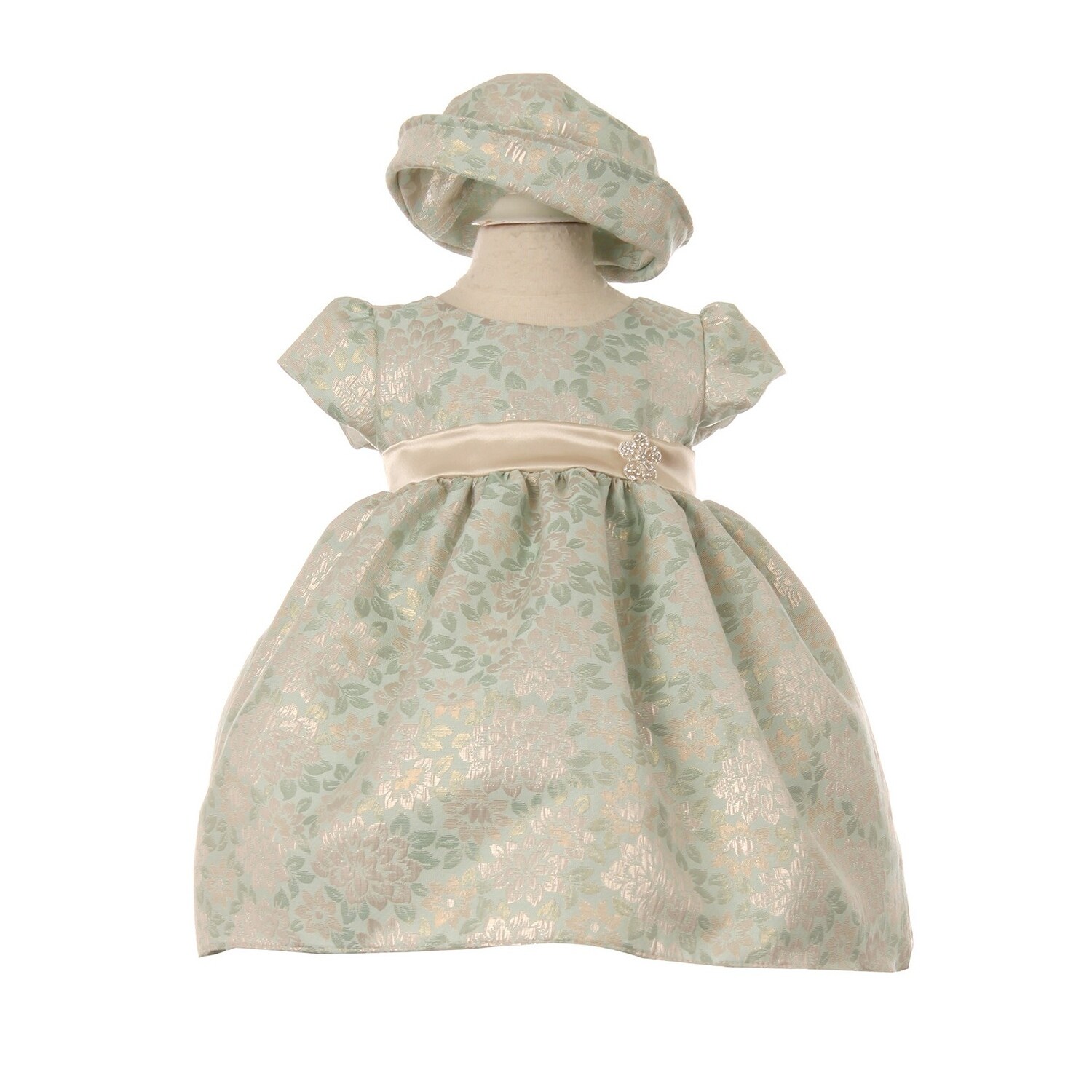Shop Baby Girls Sage Champagne Two Tone Jacquard Hat Brooch Flower