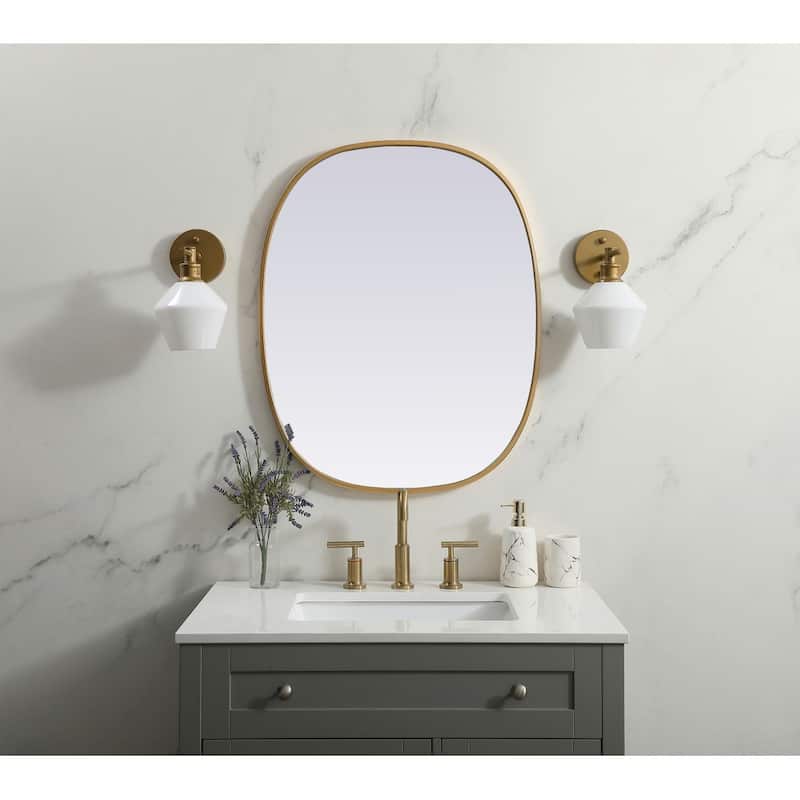 Indigo Home Metal Frame Oval Mirror 24x30 Inch