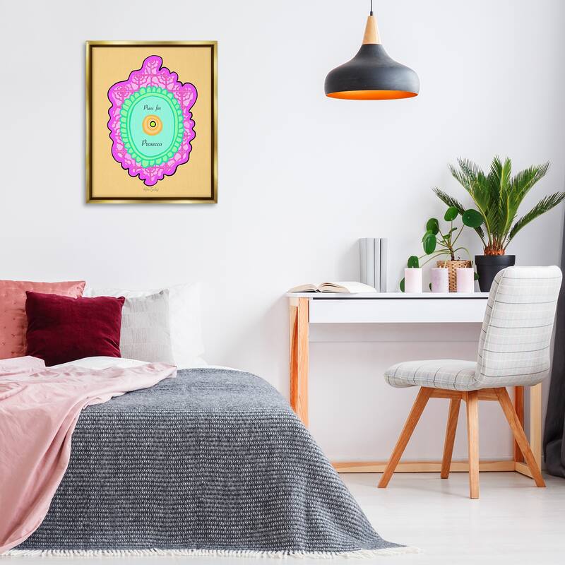 Stupell Press For Prosecco Button Framed Floater Canvas Wall Art Design By Katie Conley