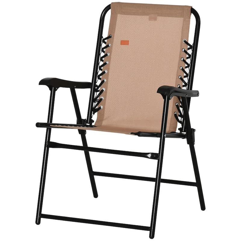 Patio Folding Bungee Chair,Outdoor Sling Seat,Armrests,Portable Lawn