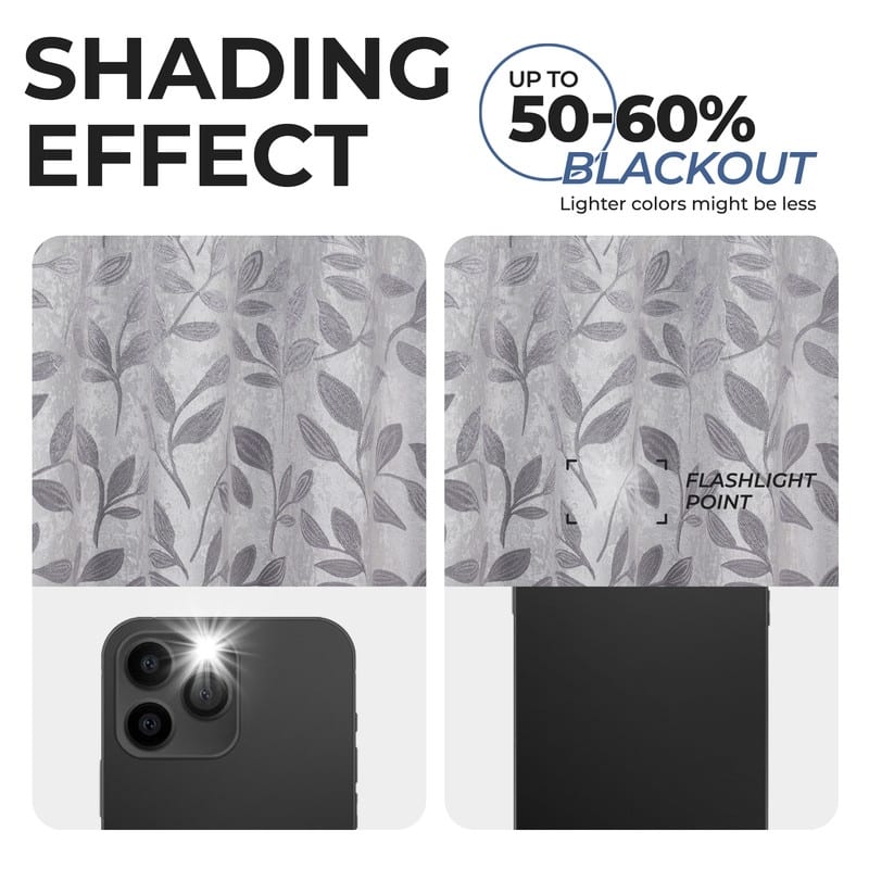 Superior Modern Bohemian Leaves Room Darkening Curtains with Grommets