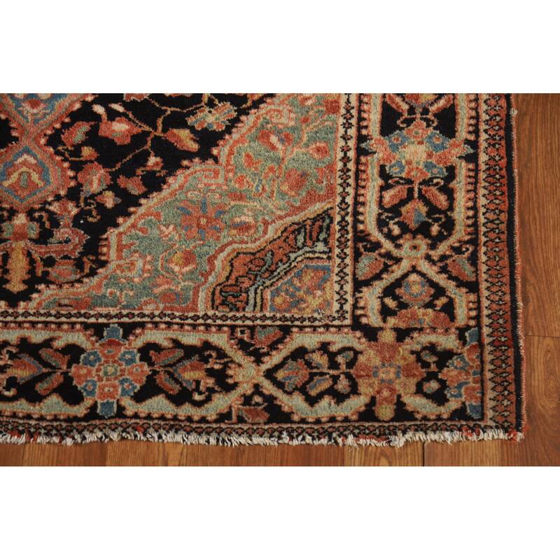 Hand Knotted Oriental 100% Wool Carpet Traditional Medallion Navy Blue & Blues Sarouk Area Rug - 4' 7'' X 3' 6''
