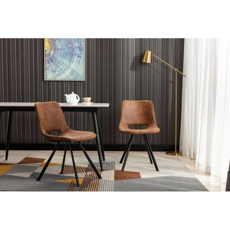 Modern Faux Leather Dining Chairs with Metal Frame (Set of 2)