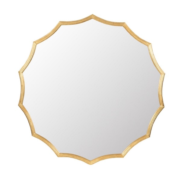 40" Gold Contemporary Style Framed Round Wall Mounted Mirror - N/A