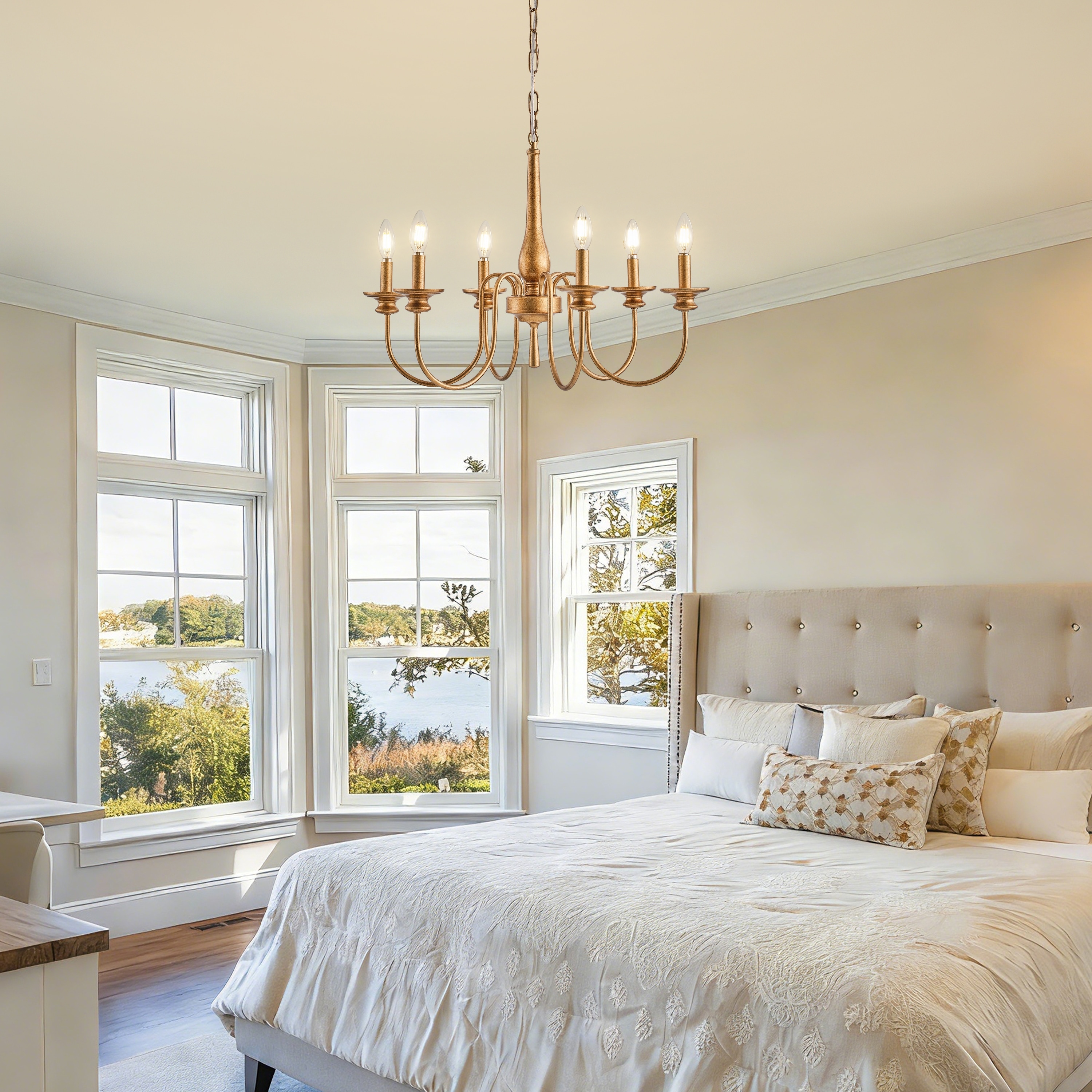 Starsky 6-Light Dimmable Vintage Candle Style Chandelier - Bed