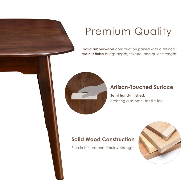 Furniture of America Abigail VII Mid-Century Modern 5-Piece Rich Walnut Solid Wood 79-inch Extendable Dining Set