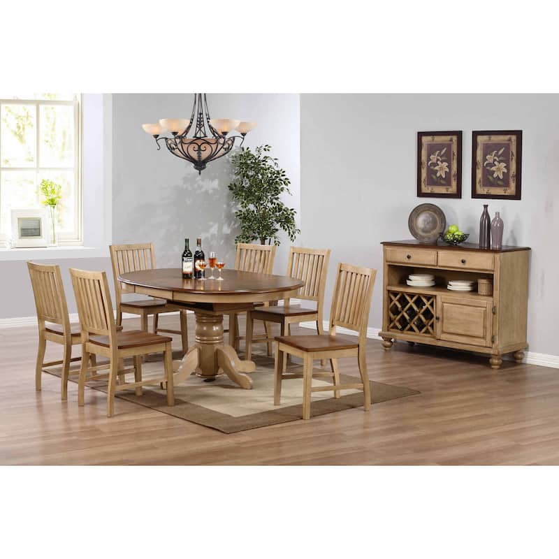 Extendable Dining Set 8 Piece Round/Oval Table Server Seats 6 City Sleek Design