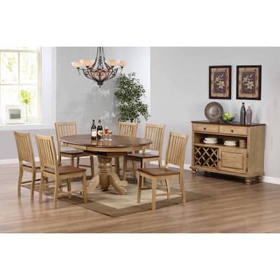 Extendable Dining Set 8 Piece Round/Oval Table Server Seats 6 City Sleek Design