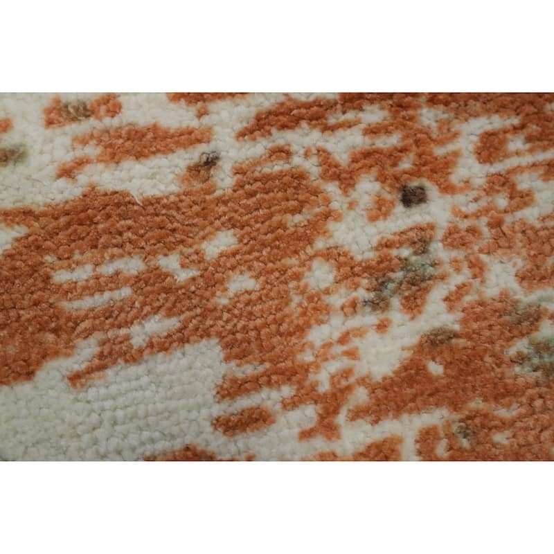 Hand-knotted Modern Silk Orange Abstract Oriental Area Rug - 5' 9'' X 4' 0''