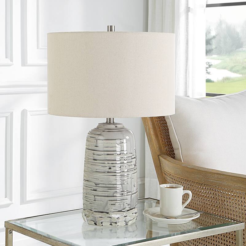 Uttermost Cyclone Ivory Table Lamp - 25"H,   Shade 10"H x 16"Dia.
