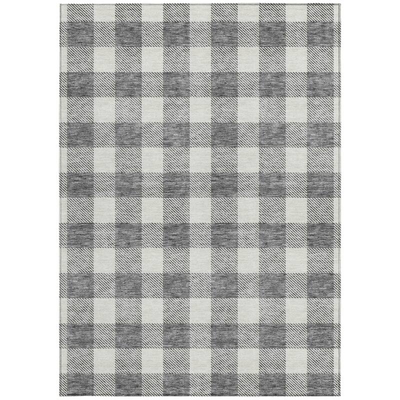 HomeRoots Plaid Transitional Rectangle Outdoor Rug