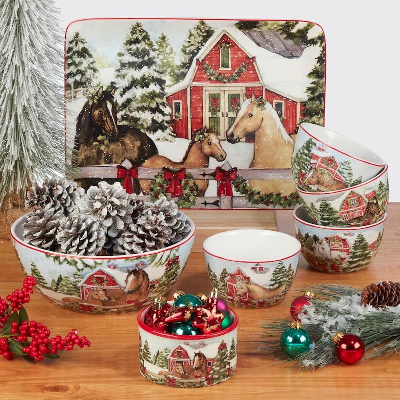 Certified International Homestead Christmas 11" Dinner Plates, Set of 4