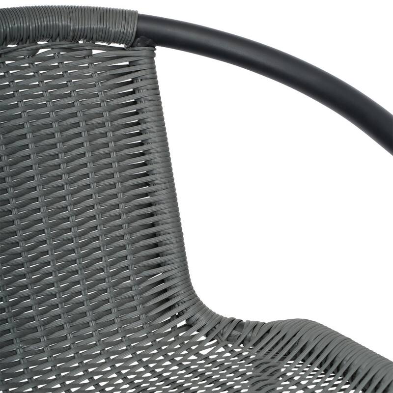 Commercial Indoor-Outdoor Rattan Restaurant Barstool with Aluminum Frame-Set of 2