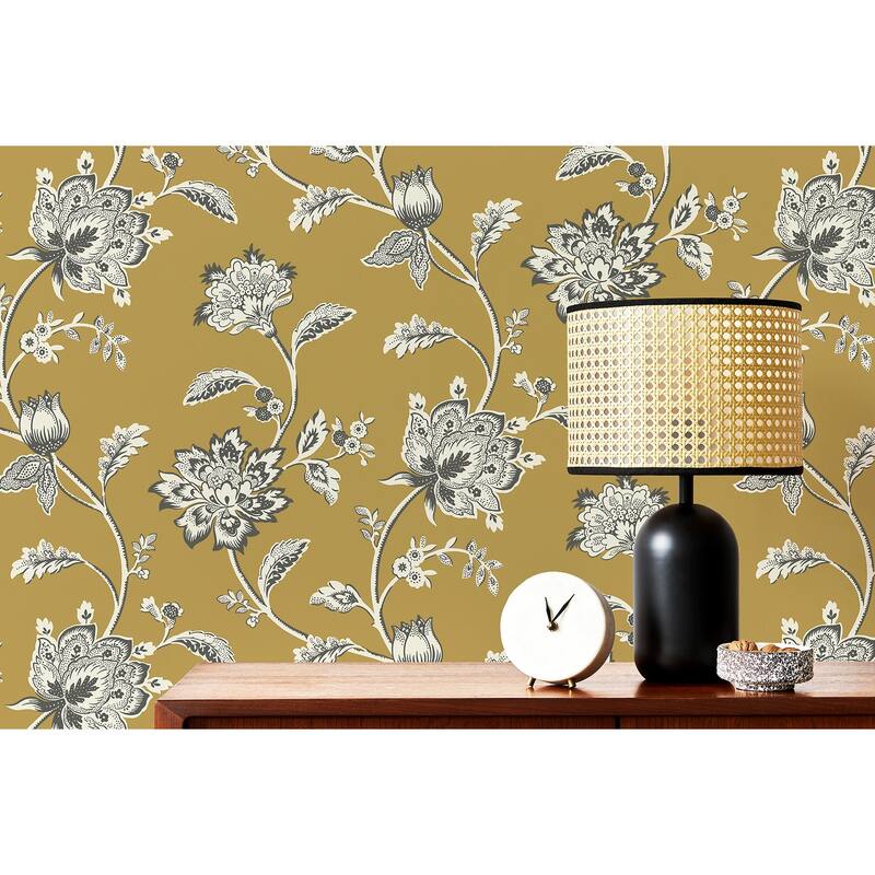 Fine Decor Juliette Mustard Jacobean Wallpaper