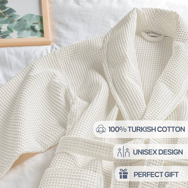 Salbakos Home1961 Lightweight Cotton Waffle Robe – Unisex Spa Bathrobe