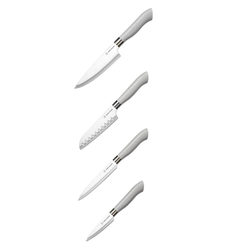 Dura Living 5-Piece Knife Block Set - High Carbon Stainless Steel Blades, Compact Wood Block