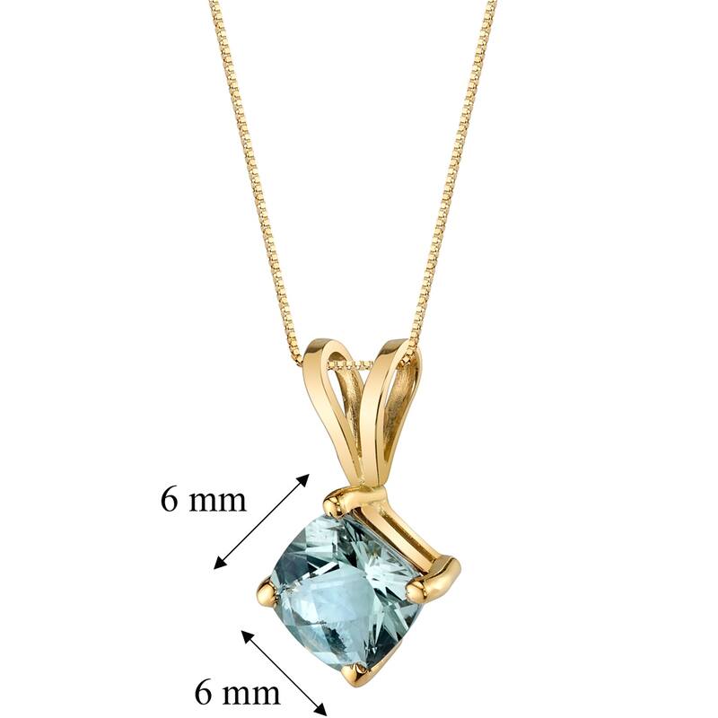 0.75 ct Cushion Cut Green Amethyst Pendant in 14k Yellow Gold