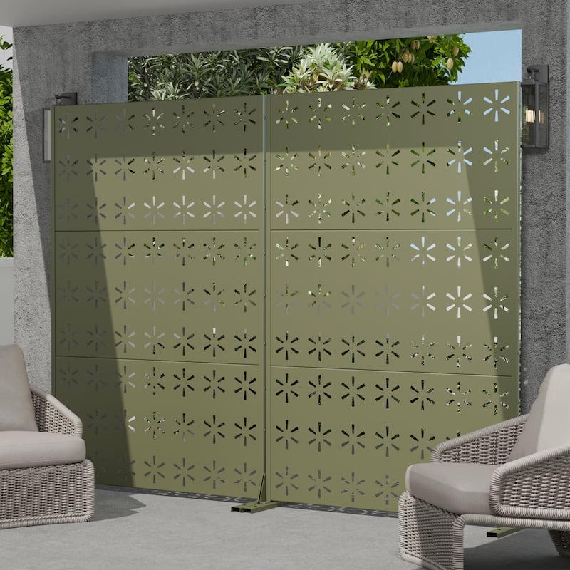 Dovelina 6ft.Outdoor Freestanding Metal Privacy Screen Decorative Garden Fence - 72"x47"