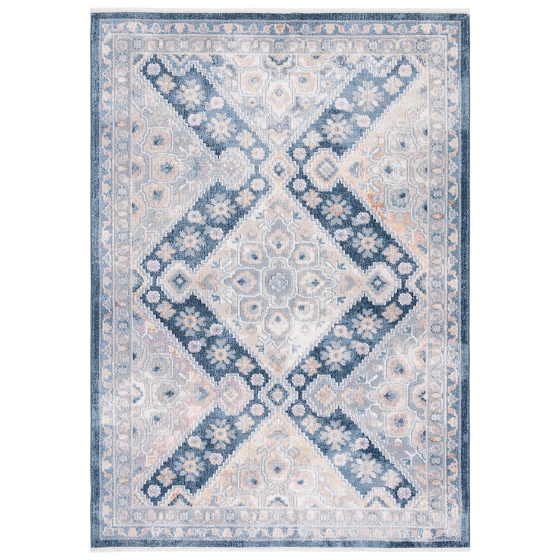 SAFAVIEH Blair Machine Washable Apostolica Slip Resistant Rug - 5'3" x 7'6" - Grey/Navy