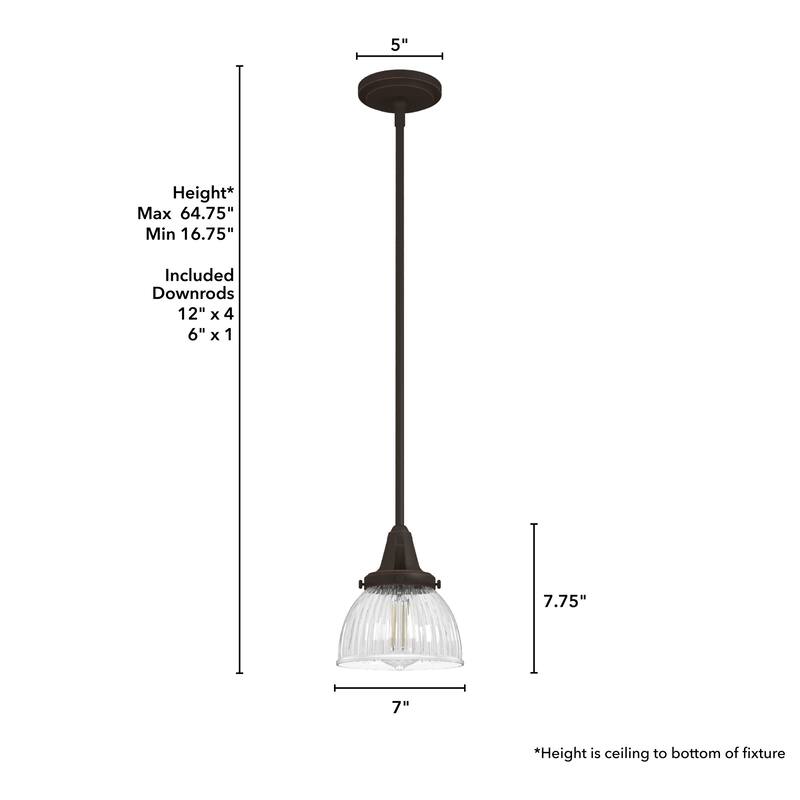 Hunter 7" Cypress Grove 1 Light Mini Pendant - Island, Dining, Entry, Hall - Industrial, Contemporary, Transitional
