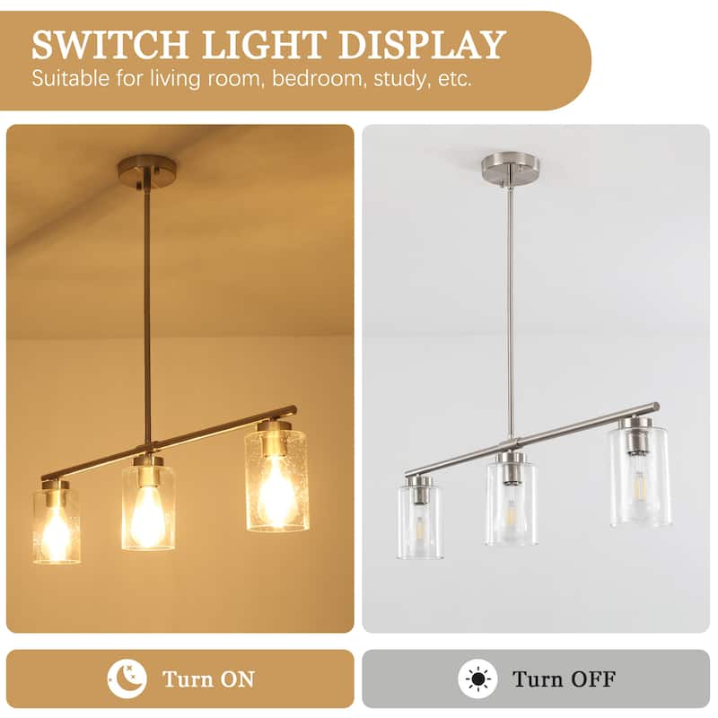 Modern Linear Ceiling Hanging Pendant Light With Adjustable Height for Living Room, Foyer