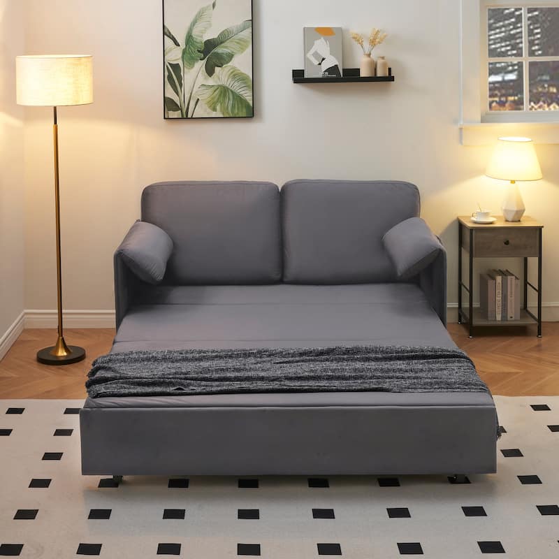 63"Large Folding Sofa Bed Velvet Multifunctional Double Sofa Bed,Suitable for Living Room