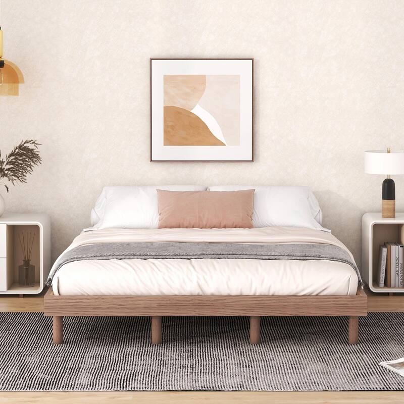 Contemporary Floating Platform Bed Frame